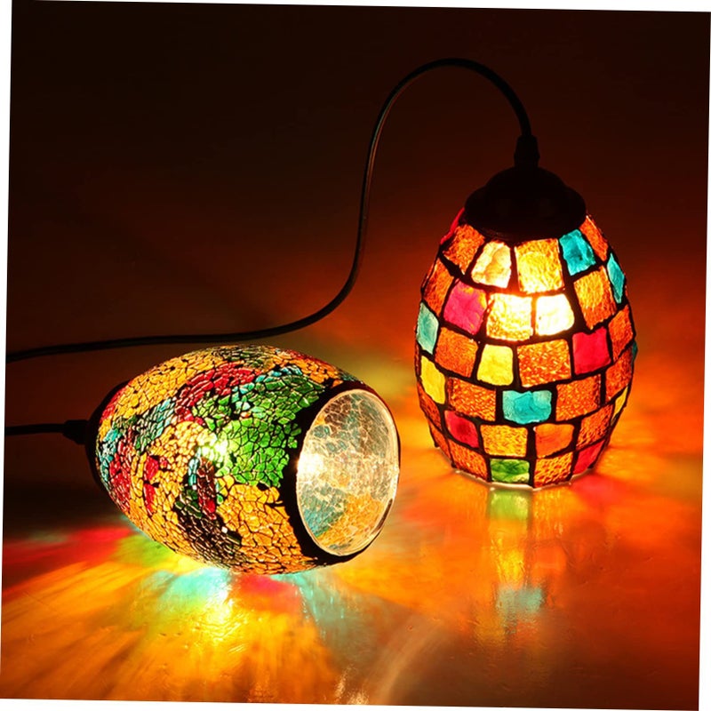 Colorful Mosaic Glass Lamp Shade for Bedroom Living Room Hallway Easy Install - Image 4
