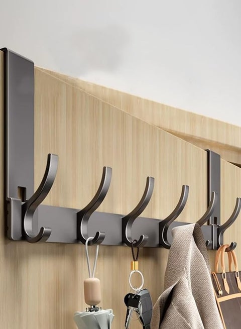 Over The Door Hooks, 12-Hook Door Hanger Organizer for Bathroom & Bedroom, Heavy Duty Over Door Towel Rack, Coat Hat Bag Hanger with Rust-Resistant Hooks, Space-Saving Home Storage Solution