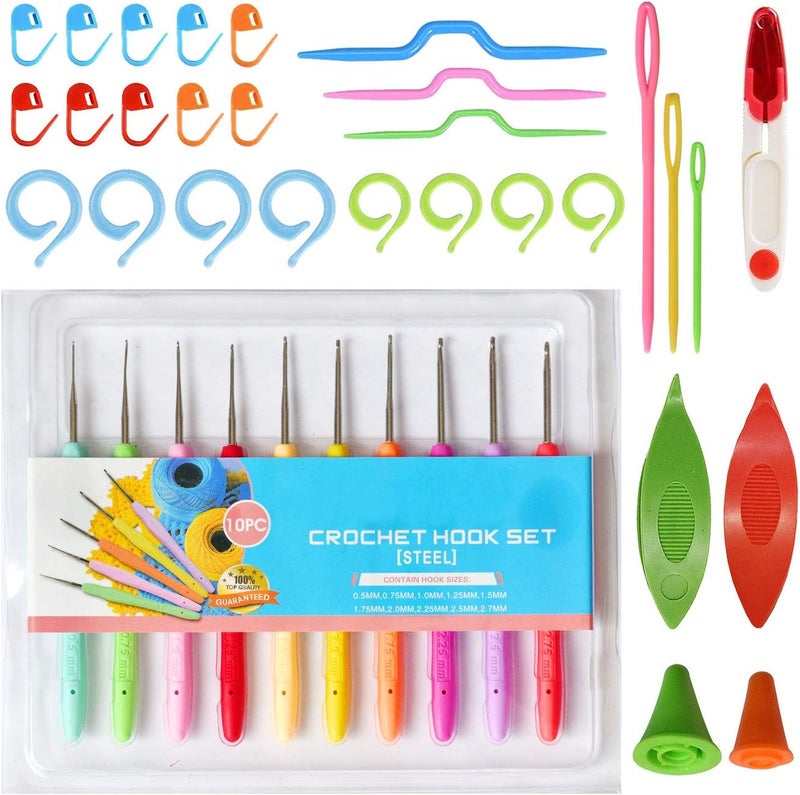 colored bird 16 Colors Crochet Thread Craft Yarn for Knitting and Crochet | Includes Crochet Hooks, Weaving Needles, Locking Stitch Markers All Tool Need Perfect Beginner Kit - Image 2