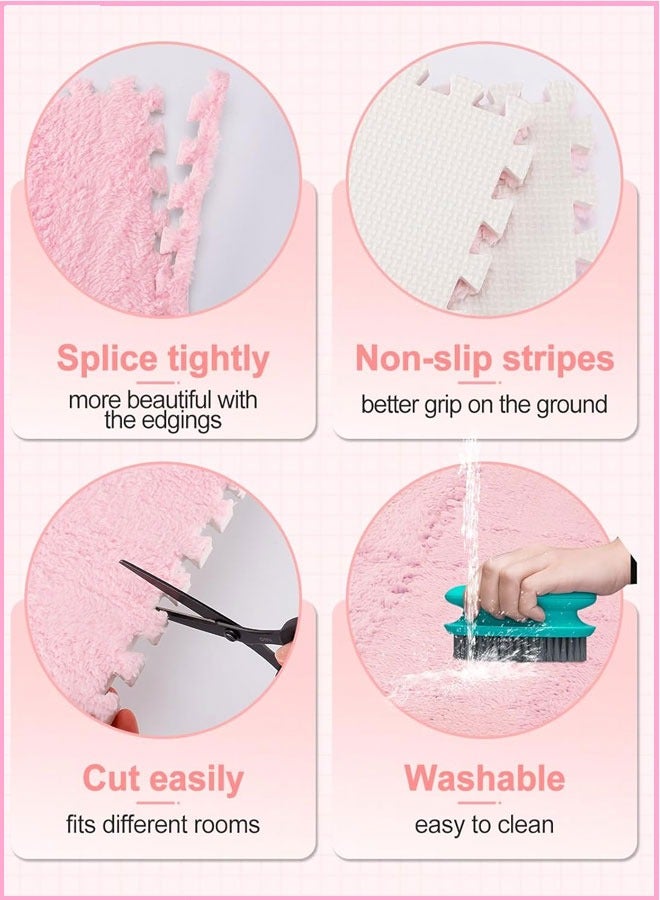 Soft EVA Foam Mats Fluffy Area Rugs Protective Floor Tiles Exercise Play Mat for Children Kids Room Home Parlor Bedroom (Light Pink) - Image 4