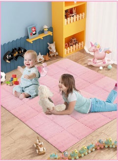 Generic Soft EVA Foam Mats Fluffy Area Rugs Protective Floor Tiles Exercise Play Mat for Children Kids Room Home Parlor Bedroom (Light Pink)  - Image 2