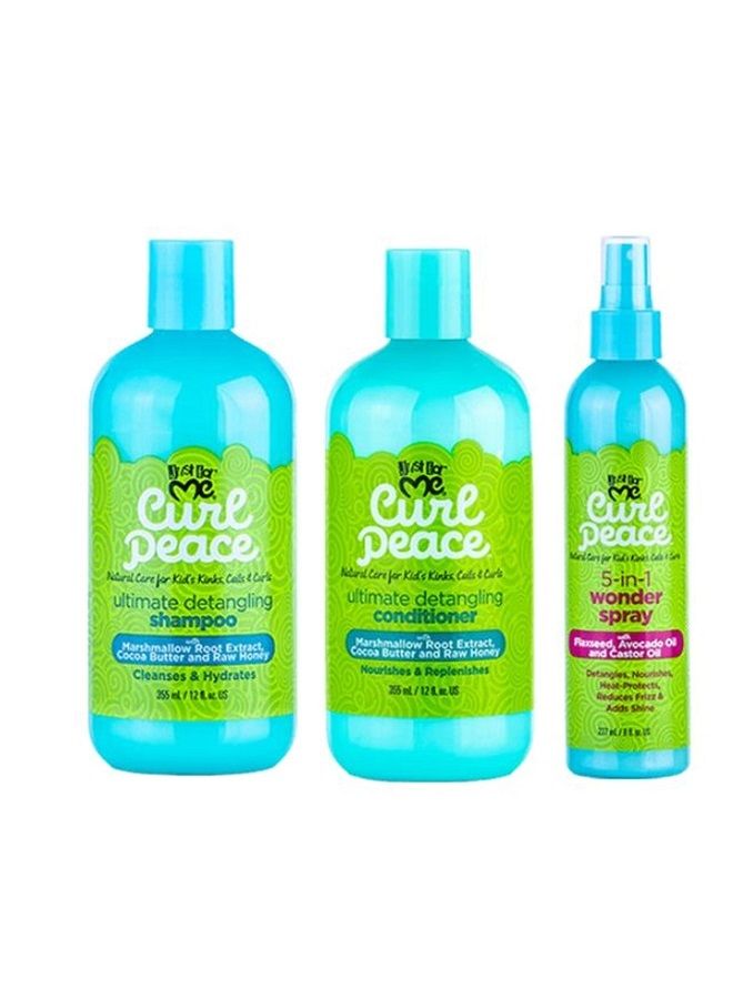 Just for Me Kids Curl Peace Hair Products Combo (SHAMPOO, CONDITIONER & WONDER SPRAY)