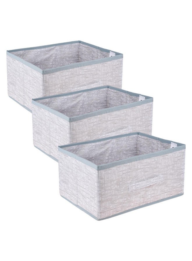 Kuber Industries Non-Woven Drawer Storage Box | Storage Bin for Clothes | Wardrobe Organizer | Closet Box with Handle | Storage Box | Jute Printed Storage Box | Pack of 3 | 41x30x22 cm | Gray - Image 1