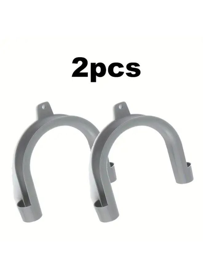 Gray 2pcs U Shaped Washing Machine Drain Pipe Bracket Hook for Sink Dishwasher Fish Tank - Image 1