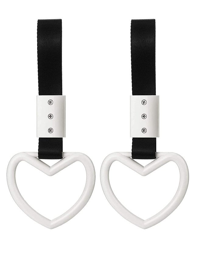 Generic Heart-Shaped Hand Strap for Car, Rear Bumper Warning Ring Decorative Warning Loops Subway Heart Handles for Car Interior Exterior Decoration, 2 Pieces  - Image 1