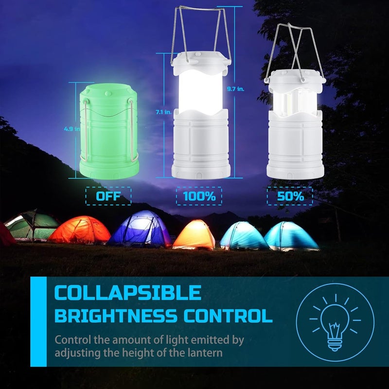 Lichamp LED Camping Lantern, 4 Pack Battery Powered Flashlight for Power Outages, Portable Collapsible Hanging Light Essential for Home, Outdoor, Emergency Lamp Survival Kit Gear for Hurricane, C2 - Image 5