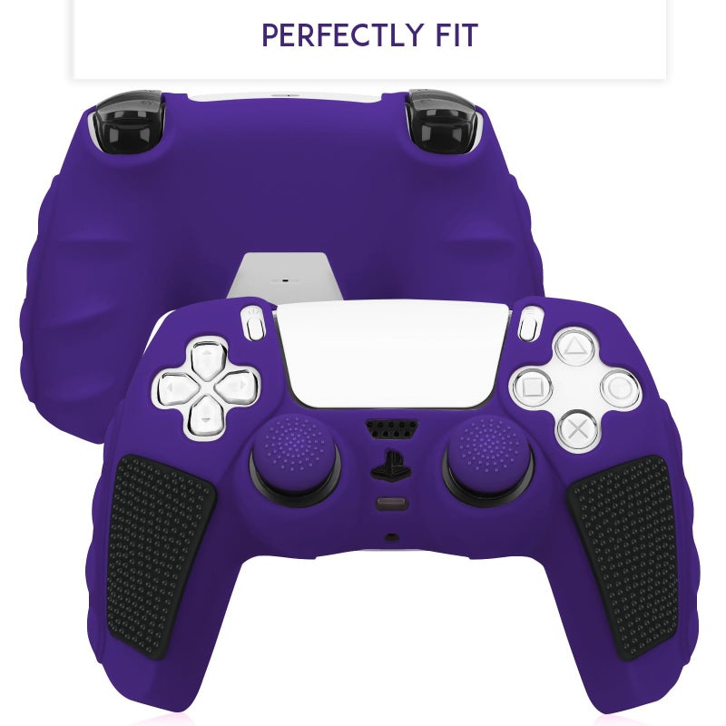 SIKEMAY Anti-Slip PS5 Controller Skin, Soft Thicken Non-Slip Silicone Gel Protective Cover Case for PlayStation 5, 2 Pack with 8 x Thumb Grip Caps - Image 2