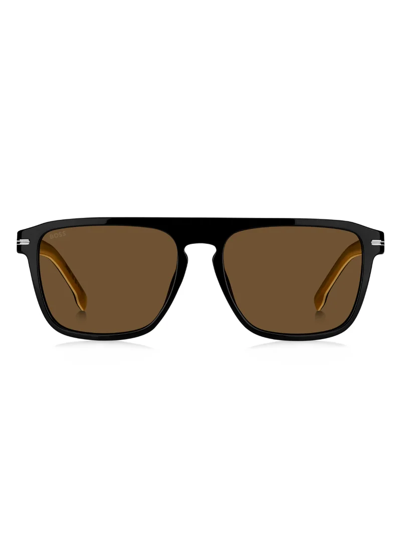 بوس Men's UV Protection Sunglasses Boss 1599/S Black 43.9 - Lens Size: 56 Mm