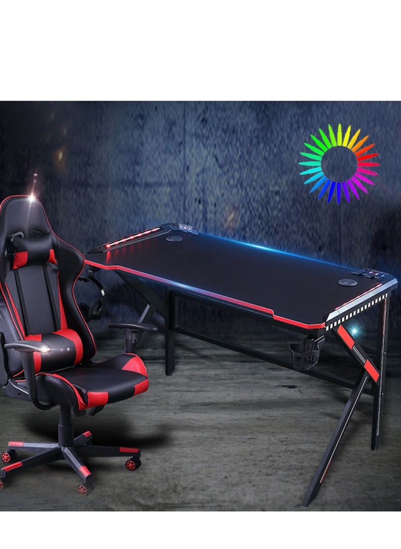 Flash Hawk Gaming Table Workstation with Cup, Headphone Hook and Cable Management  - Image 1