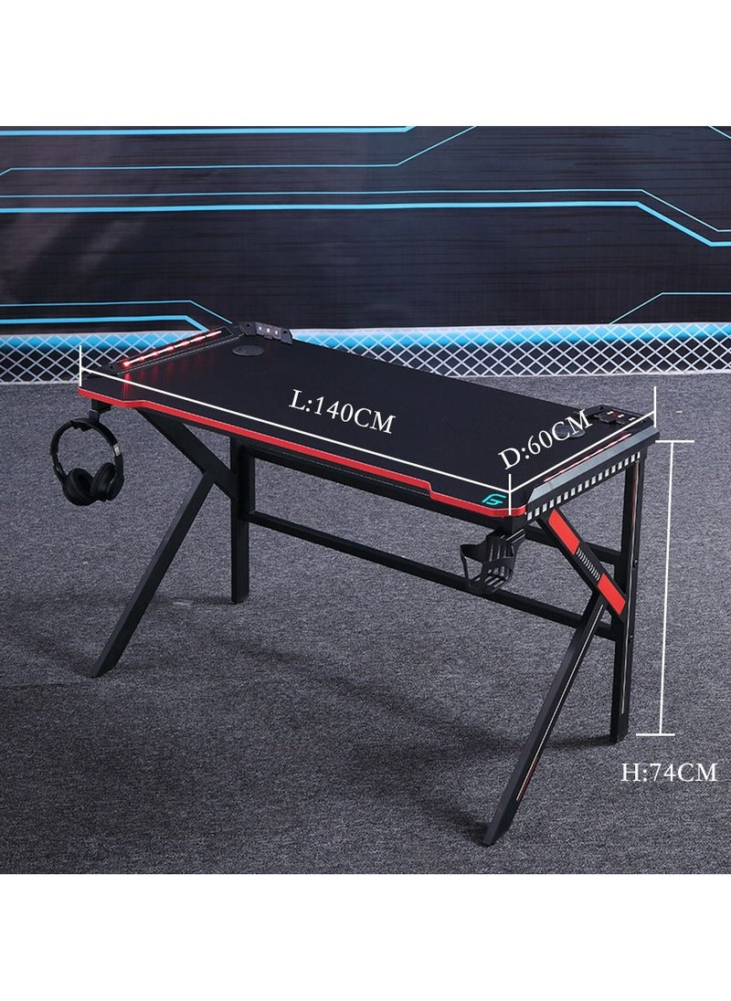 Flash Hawk Gaming Table Workstation with Cup, Headphone Hook and Cable Management  - Image 5
