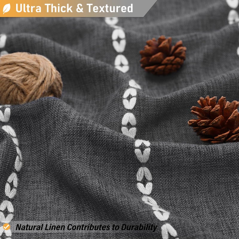 BTTN Boho Farmhouse Shower Curtain - Linen Rustic Striped Fabric Shower Curtain Set with Tassel  Water Repellent  Bohemian Vintage Country Cloth Shower Curtain for Bathroom  Charcoal Grey  72x72 - Image 2