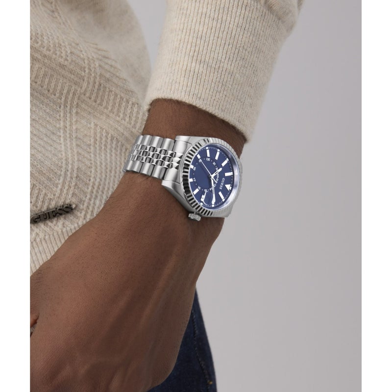 GUESS ساعة يد متعددة الوظائف للرجال جادن بلون فضي GW0977G1 42 مم - Image 5