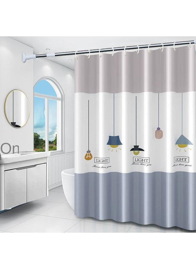 Bluejw - Bathroom Shower Curtain Waterproof Mildew-proof Suit Hole-free Partition Door Curtain Hanging Curtain High-end Bathroom Bath Curtain - Image 1