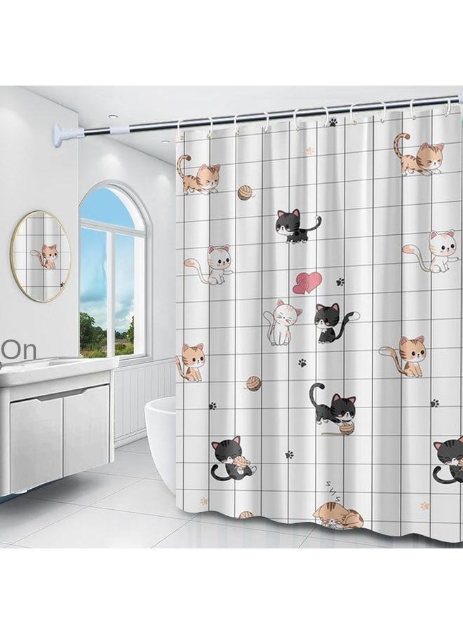 Bluejw - Bathroom Shower Curtain Waterproof Mildew-proof Suit Hole-free Partition Door Curtain Hanging Curtain High-end Bathroom Bath Curtain - Image 1