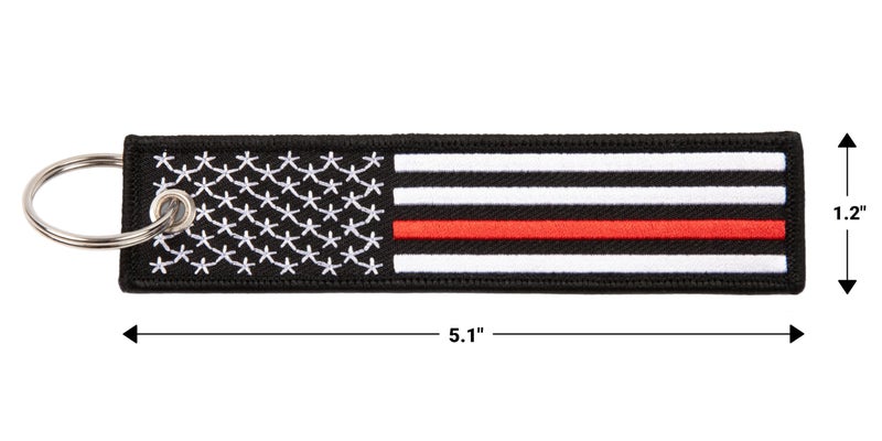 Great 1 Thin Red Line American Flag Keychain Tag with Key Ring & Carabiner 2-Pack - Fireman Firefighter - Image 5