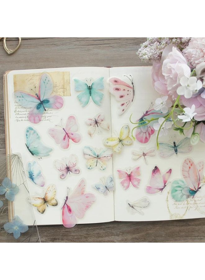 40 ورقة ملصقات فراشة مائية من البولي فينيل كلورايد لامعة ذاتية اللصق للحرف اليدوية - Image 3