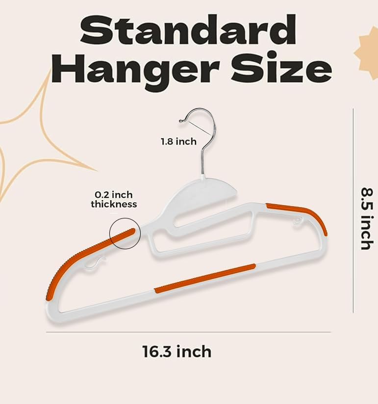 Red Dot Gift® 10-Pack Plastic Clothes Hangers,Ultra Thin Non Slip Clothes Hanger Space Saving Coat Hangers, 360°Rotating Hook,Pant Hangers (SG-WT-OG) - Image 2