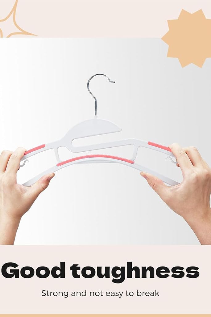 Red Dot Gift® 10-Pack Plastic Clothes Hangers,Ultra Thin Non Slip Clothes Hanger Space Saving Coat Hangers, 360°Rotating Hook,Pant Hangers (SG-WT-OG) - Image 3