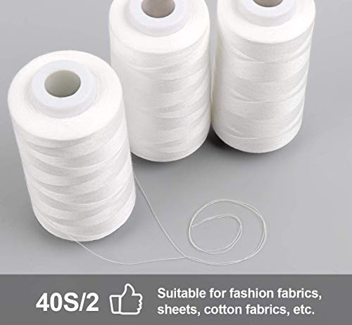 ilauke 4 x 3000 Yards Serger Thread Spools White Polyester Sewing Thread Overlock Cone - Image 4