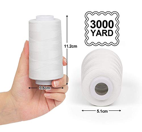 ilauke 4 x 3000 Yards Serger Thread Spools White Polyester Sewing Thread Overlock Cone - Image 2
