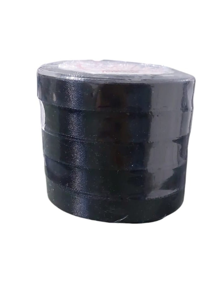 5 Piece Decorative Satin Ribbon Set Black
