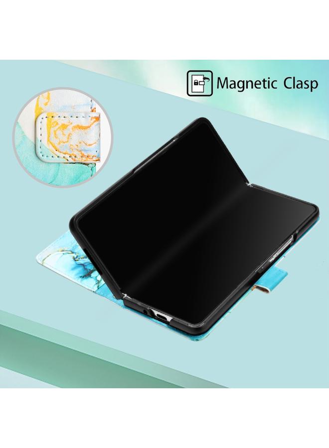 erorex Case For Samsung Galaxy Z Fold3 5G PT003 Marble Pattern Flip Leather Phone Case - Image 5