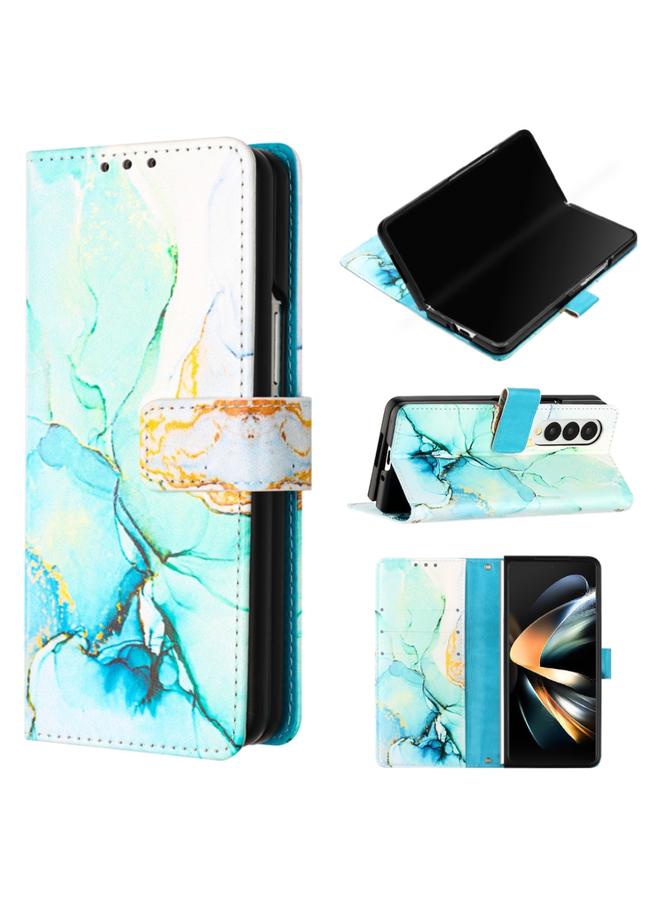 erorex Case For Samsung Galaxy Z Fold3 5G PT003 Marble Pattern Flip Leather Phone Case - Image 1