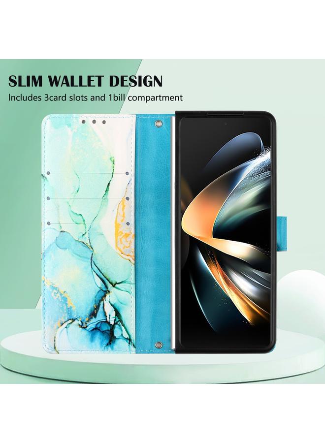 erorex Case For Samsung Galaxy Z Fold3 5G PT003 Marble Pattern Flip Leather Phone Case - Image 4