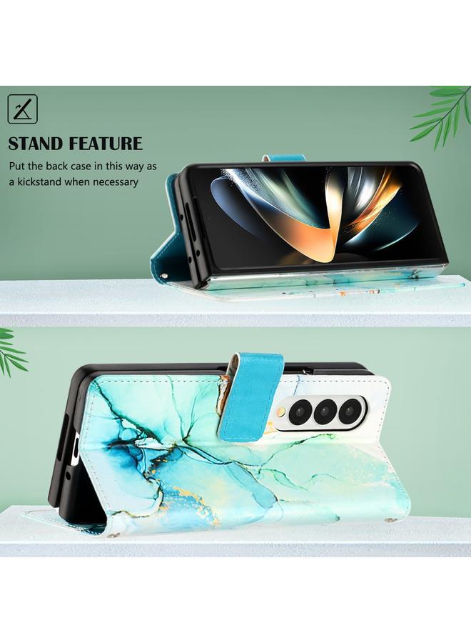 erorex Case For Samsung Galaxy Z Fold3 5G PT003 Marble Pattern Flip Leather Phone Case - Image 3