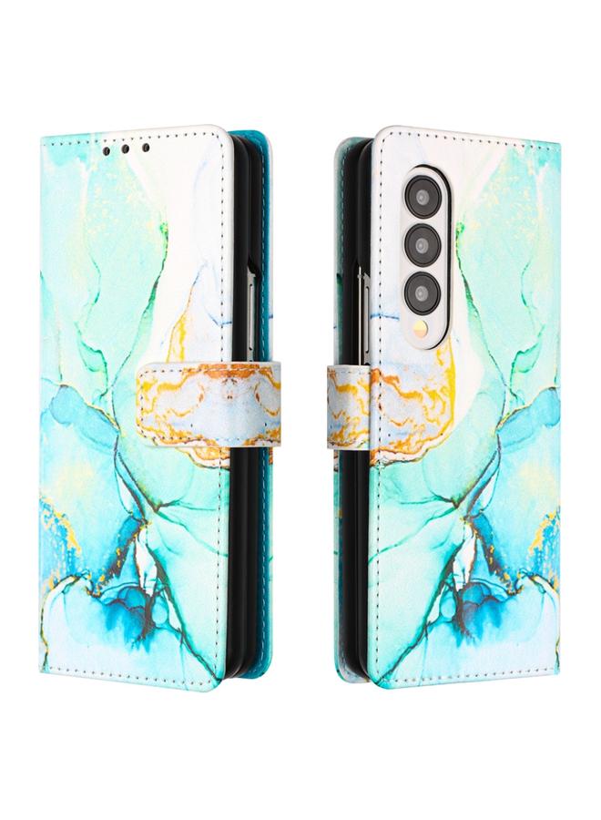 erorex Case For Samsung Galaxy Z Fold3 5G PT003 Marble Pattern Flip Leather Phone Case - Image 2