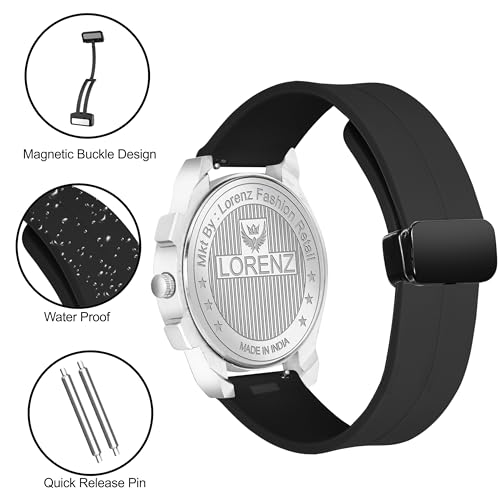 LORENZ Men's Analog Watch with Magnetic Strap - Waterproof Sports Watch for Men Under 500 - Gift for Boys & Men - Image 4
