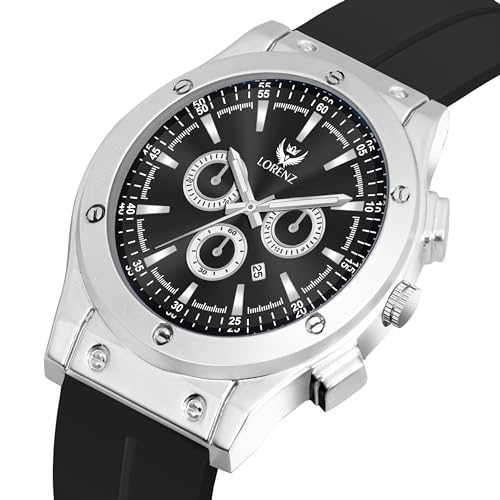LORENZ Men's Analog Watch with Magnetic Strap - Waterproof Sports Watch for Men Under 500 - Gift for Boys & Men - Image 3