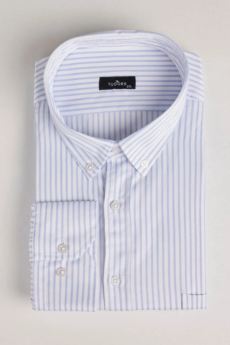 تودورس King Size Plus Size Long Sleeve Striped Men's Shirt
