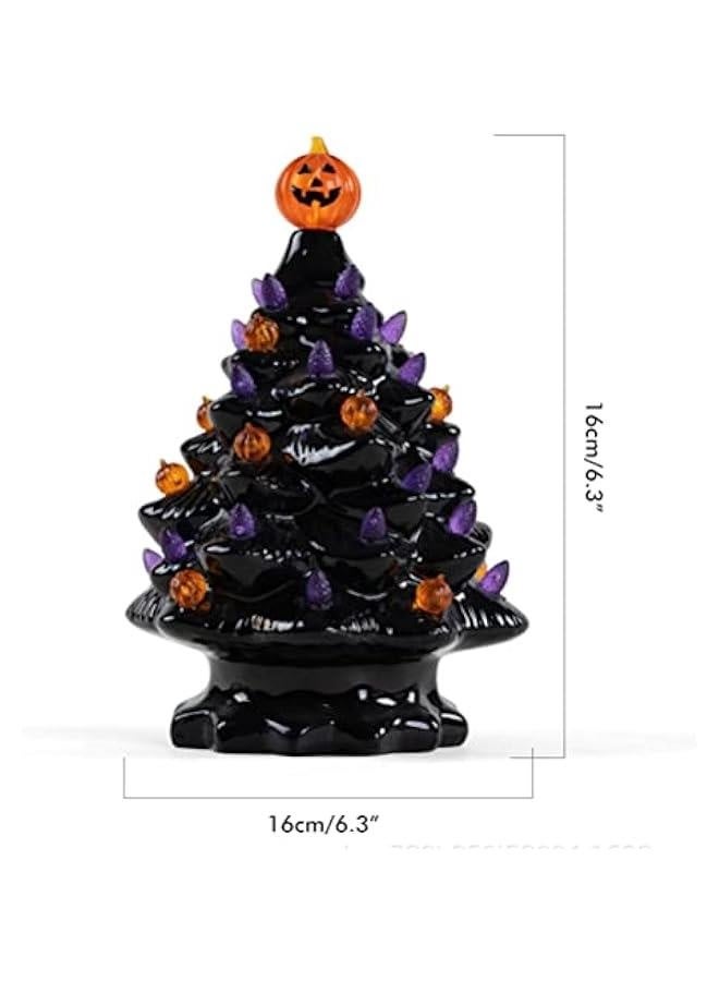 Lighted Ceramic  Tree Tabletop Glowing  Decoration  Tree Pumpkin Light - Image 2
