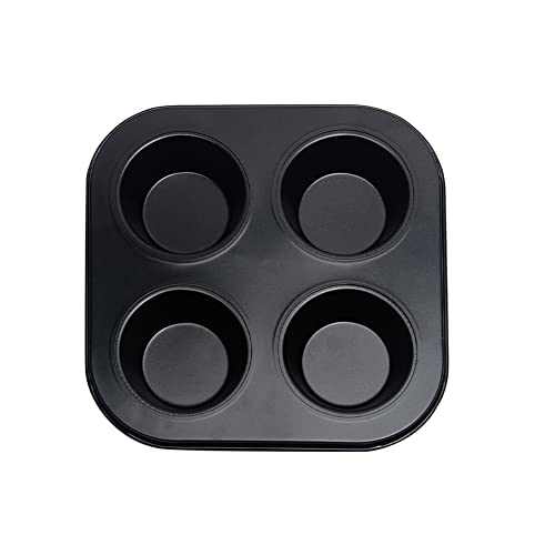 beiyoule 4 Cup Muffin Pan Mold - Non-Stick Cupcake Baking Tray/Tin - Carbon Steel Cake Mould For home, cafe bar and restaurant (Black) - Image 5