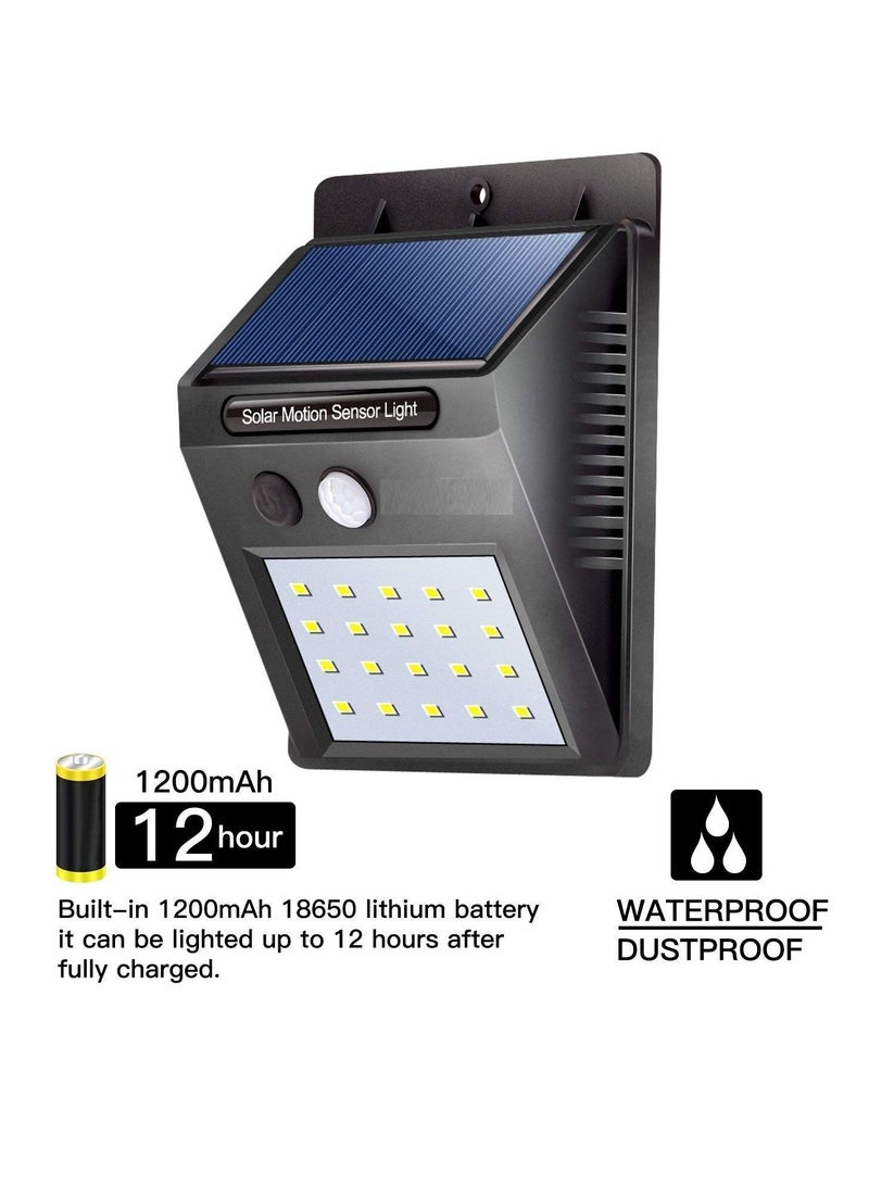1Piece 20 LED Solar PIR Motion Sensor Outdoor Night Wall Lamp Black/White - Image 3