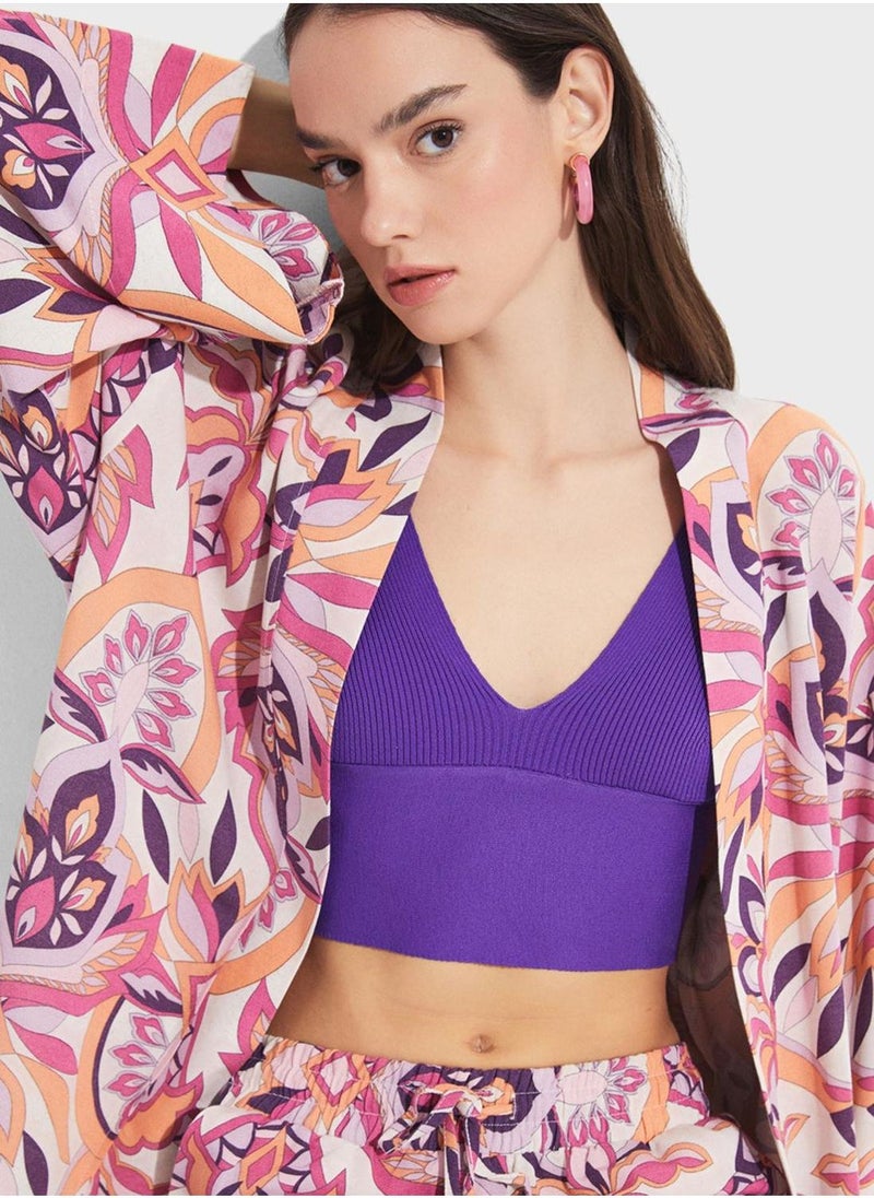 JUNE Printed Flared Sleeve Kimono - Image 4