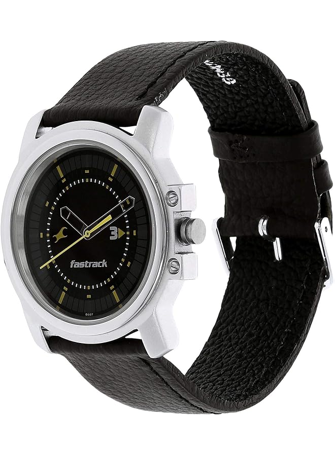 فاستراك 3039Sl02 ساعة أنالوج للرجال مقاومة للماء حتى عمق 50 متر بمينا سوداء وحزام جلدي أسود - Image 2