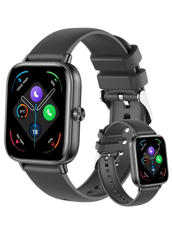 RollsTimi  Smart Watch for Women Men Heart Rate Monitor Fitness Tracker, Black Smart Watches for Women Digital Mens Watches Answer Call Waterproof Running Smartwatch Compatible Android IOS - Image 1