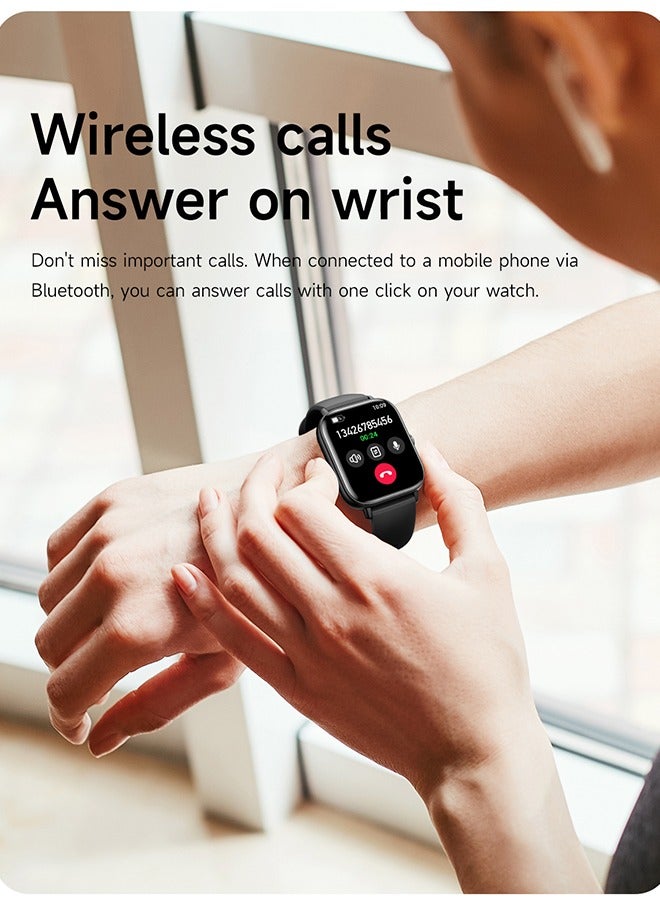 RollsTimi  Smart Watch for Women Men Heart Rate Monitor Fitness Tracker, Black Smart Watches for Women Digital Mens Watches Answer Call Waterproof Running Smartwatch Compatible Android IOS - Image 2