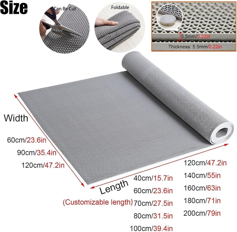Wet Area Drainage Mat, 5.5mm Thick Non-Slip PVC Floor Mat for Kitchen, Shower Room, Swimming Pool(Grey,90cm x 70cm) - Image 2