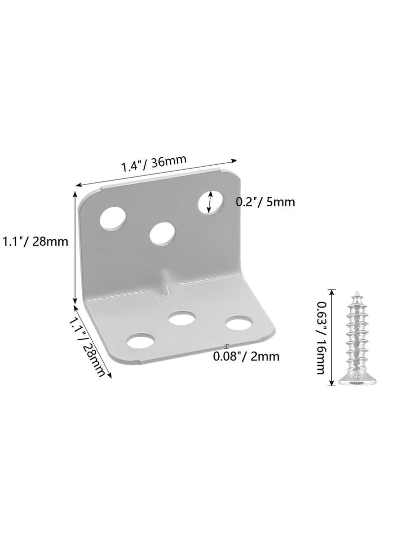 12PCS L Shape 90 Degree Right Angle Metal Corner Brace, White 28×28×36mm(1.1×1.1×1.5Inch) Shelf Support Bracket with Mounting Screws for Wooden Furniture Cabinet Shelves - Image 2