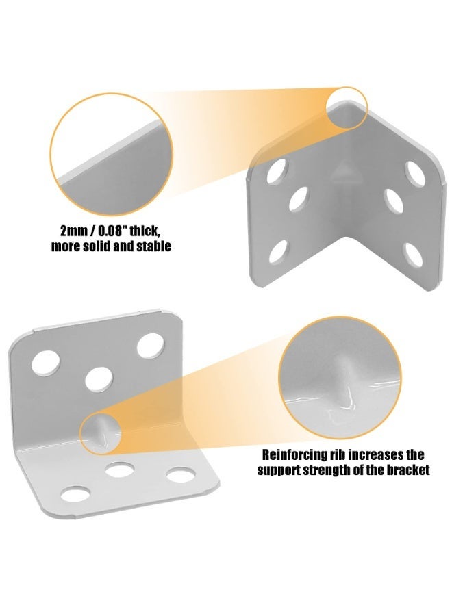 12PCS L Shape 90 Degree Right Angle Metal Corner Brace, White 28×28×36mm(1.1×1.1×1.5Inch) Shelf Support Bracket with Mounting Screws for Wooden Furniture Cabinet Shelves - Image 4