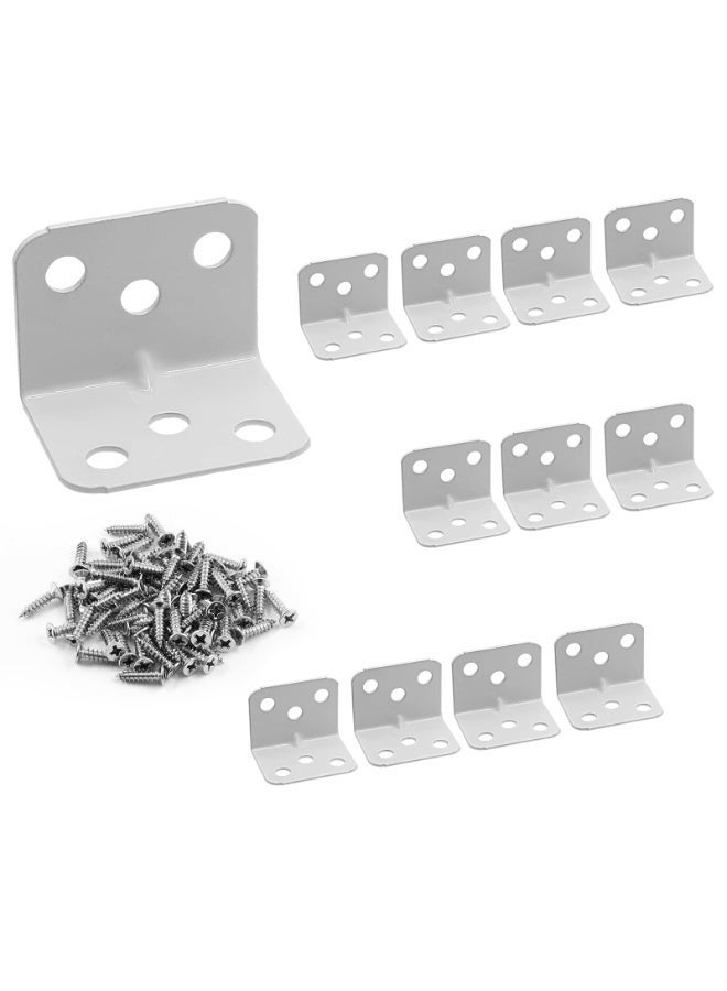 12PCS L Shape 90 Degree Right Angle Metal Corner Brace, White 28×28×36mm(1.1×1.1×1.5Inch) Shelf Support Bracket with Mounting Screws for Wooden Furniture Cabinet Shelves - Image 1
