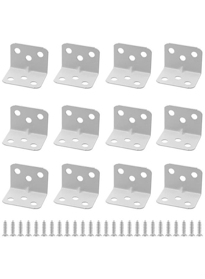 12PCS L Shape 90 Degree Right Angle Metal Corner Brace, White 28×28×36mm(1.1×1.1×1.5Inch) Shelf Support Bracket with Mounting Screws for Wooden Furniture Cabinet Shelves - Image 3