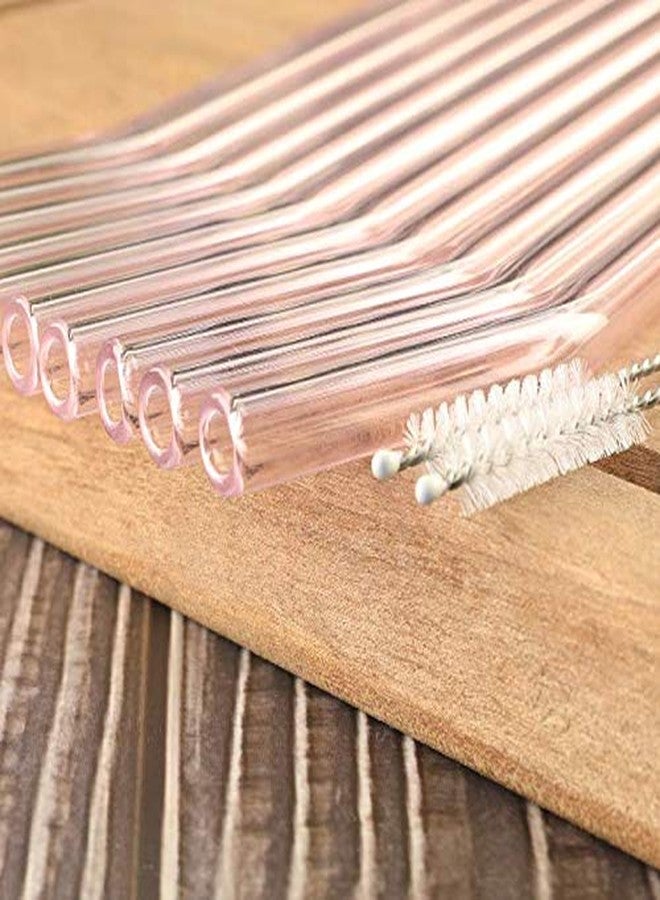 LINALL Pink Bent Glass Straw Set - 10pcs, 8'' Reusable Straws, Durable & Easy to Clean, Bent Design, Suitable for Tumblers, Tervis, Starbucks Cups, Mason Jars - Image 5