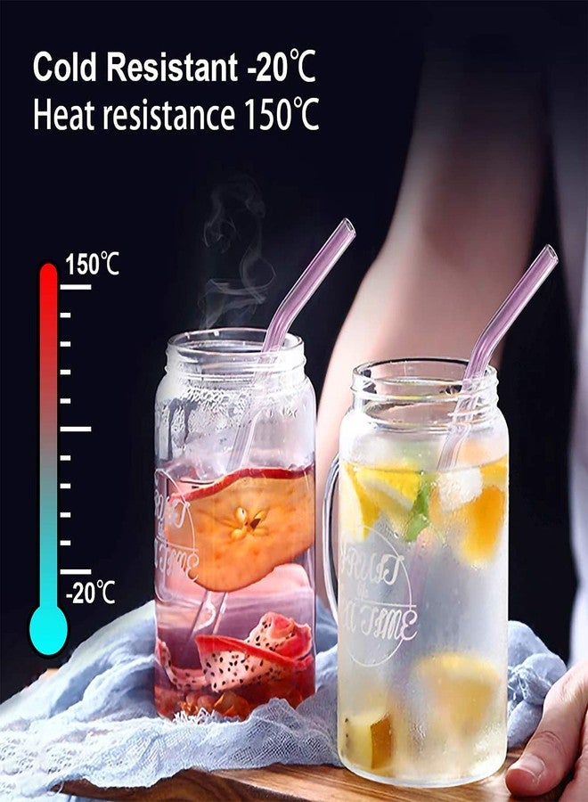 LINALL Pink Bent Glass Straw Set - 10pcs, 8'' Reusable Straws, Durable & Easy to Clean, Bent Design, Suitable for Tumblers, Tervis, Starbucks Cups, Mason Jars - Image 3
