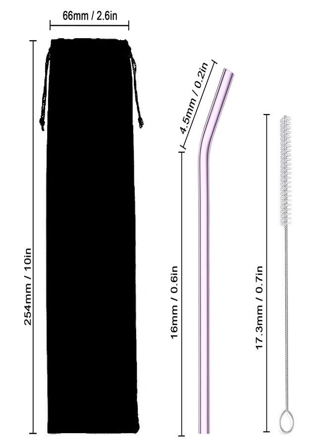 LINALL Pink Bent Glass Straw Set - 10pcs, 8'' Reusable Straws, Durable & Easy to Clean, Bent Design, Suitable for Tumblers, Tervis, Starbucks Cups, Mason Jars - Image 2
