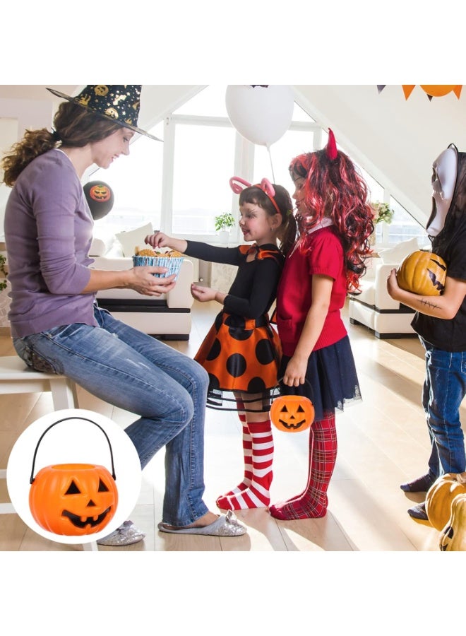 Pumpkin Candy Buckets 6-PCS Plastic Pumpkin Buckets Pumpkin Candy Bags Halloween 7" x 5.5" - Image 3