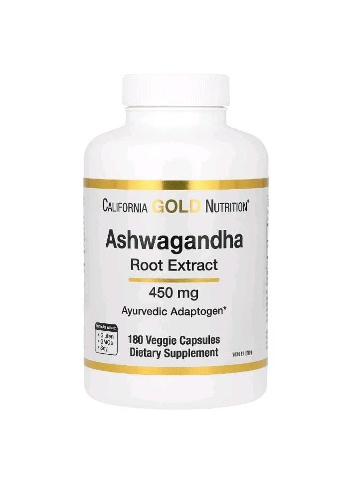 California Gold Nutrition Ashwagandha 450 mg 180 Veggie Capsules  - Image 1
